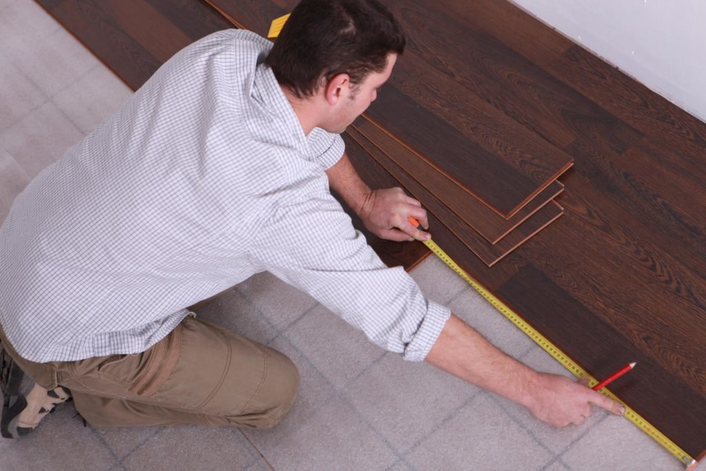 wooden floor installation in progress
